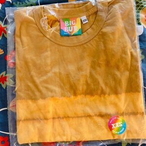 BBP Tie-Dye Mustard and Yellow Stripe Tshirt XXS Never Been Opened!